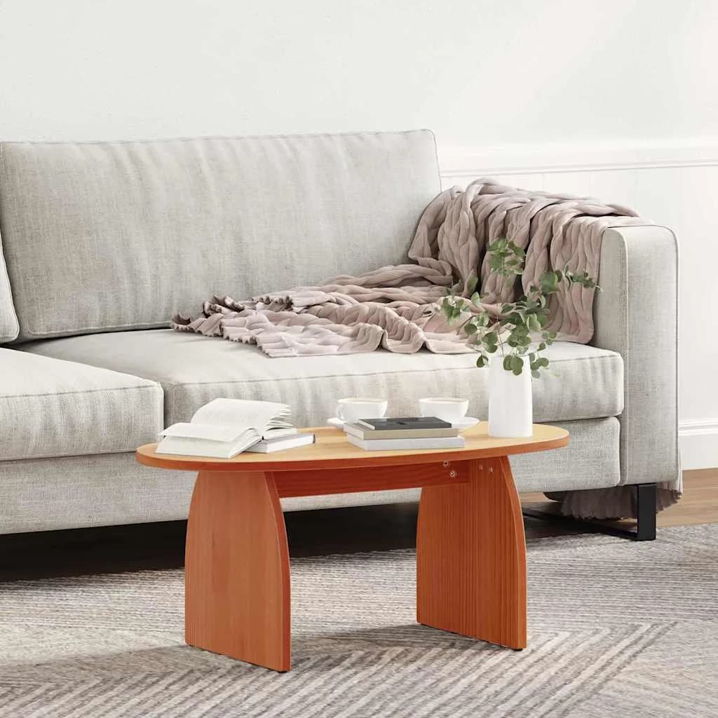 Klubska miza Voskast rjav 80 x 40 x 35 cm Masivno borovo les - slika 4