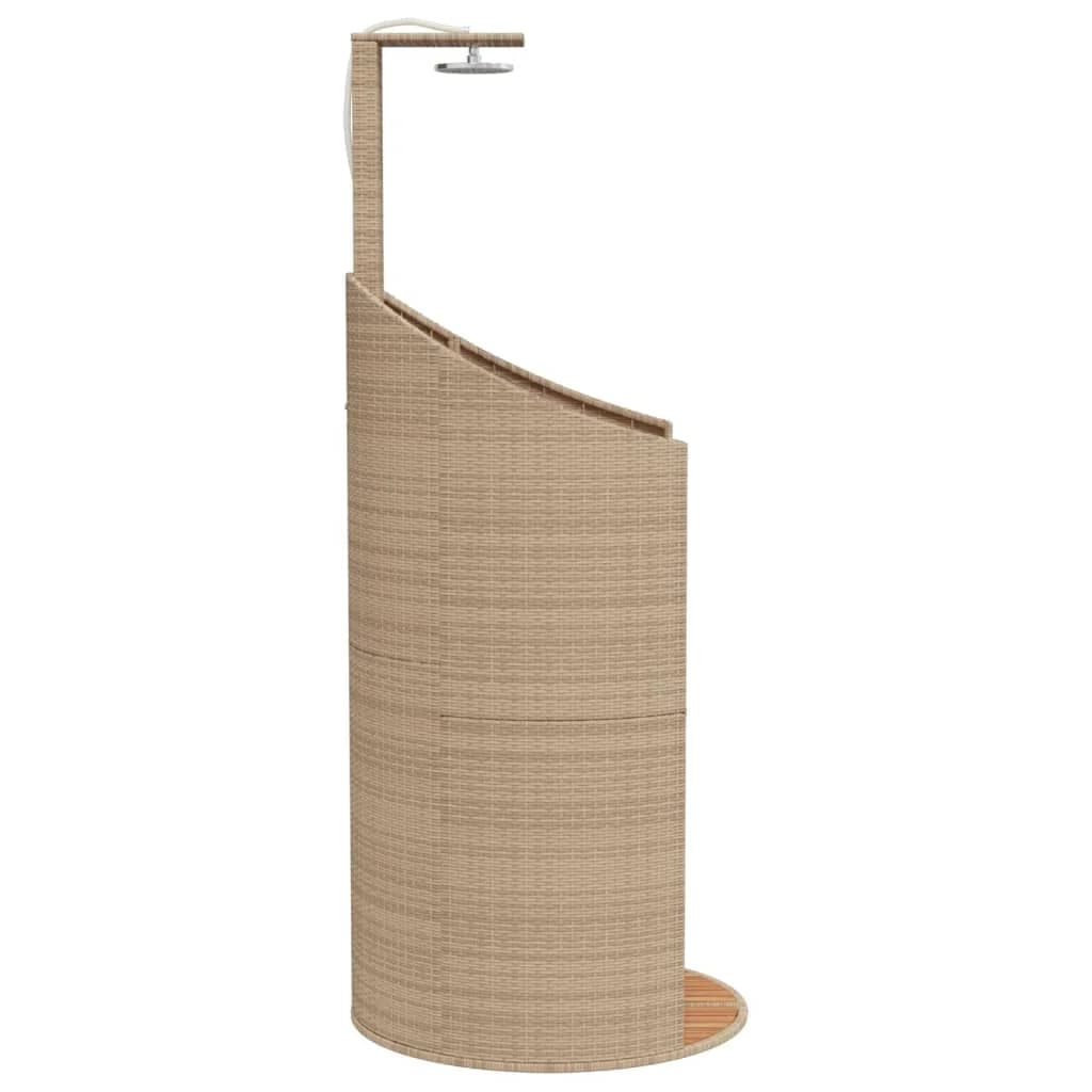 Zunanji tuš bež 100x100x241,5 cm poli ratan in akacijev les - slika 6