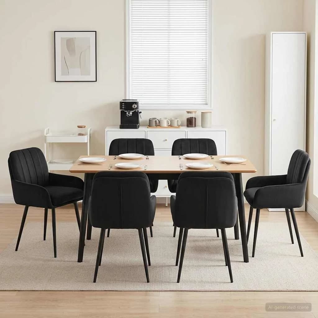 Jedilni stoli 6 kos Žamet Črna 59 x 59,5 x 90 cm