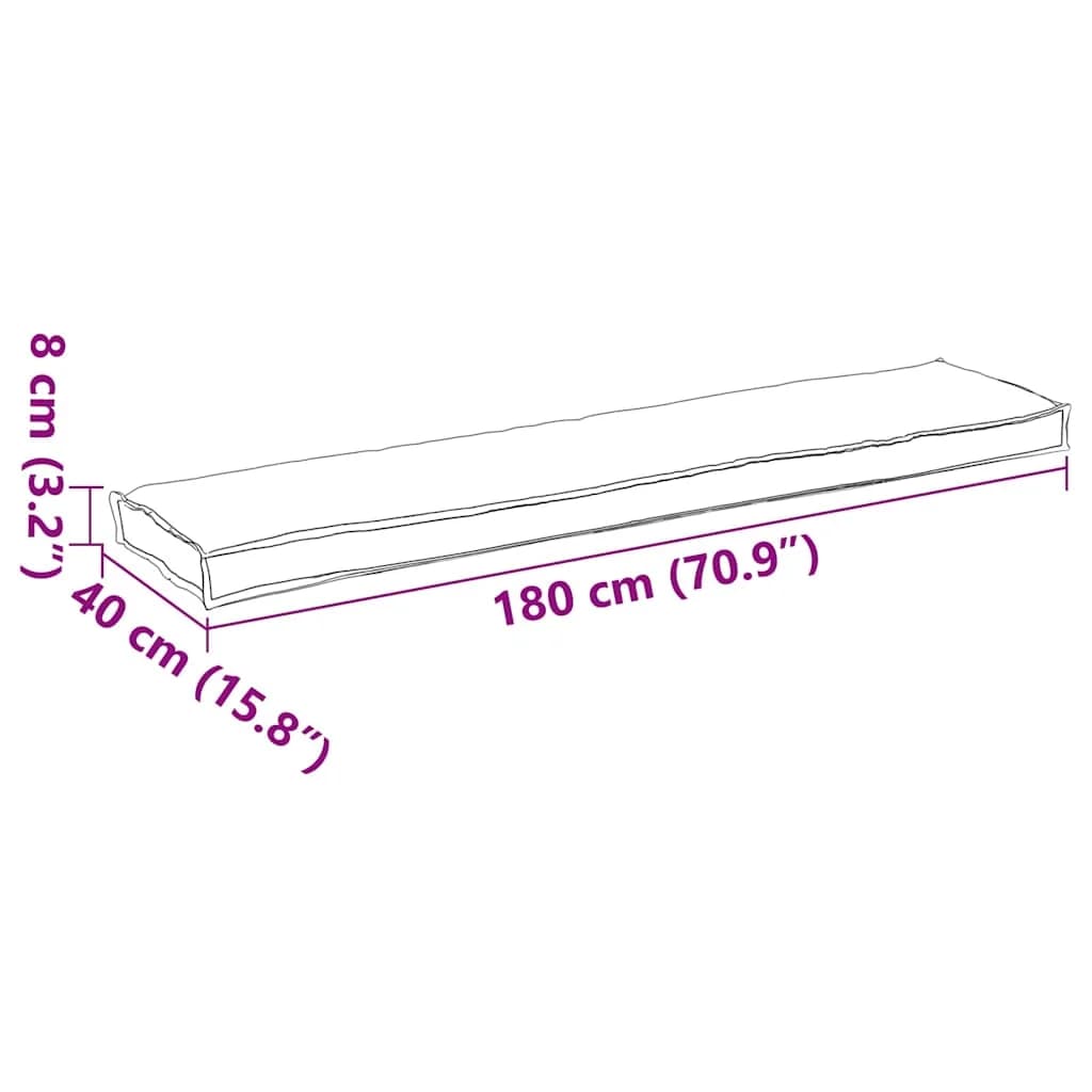 Blazina za palete Antracit 180 x 40 x 8 cm Oxford tkanina - slika 11