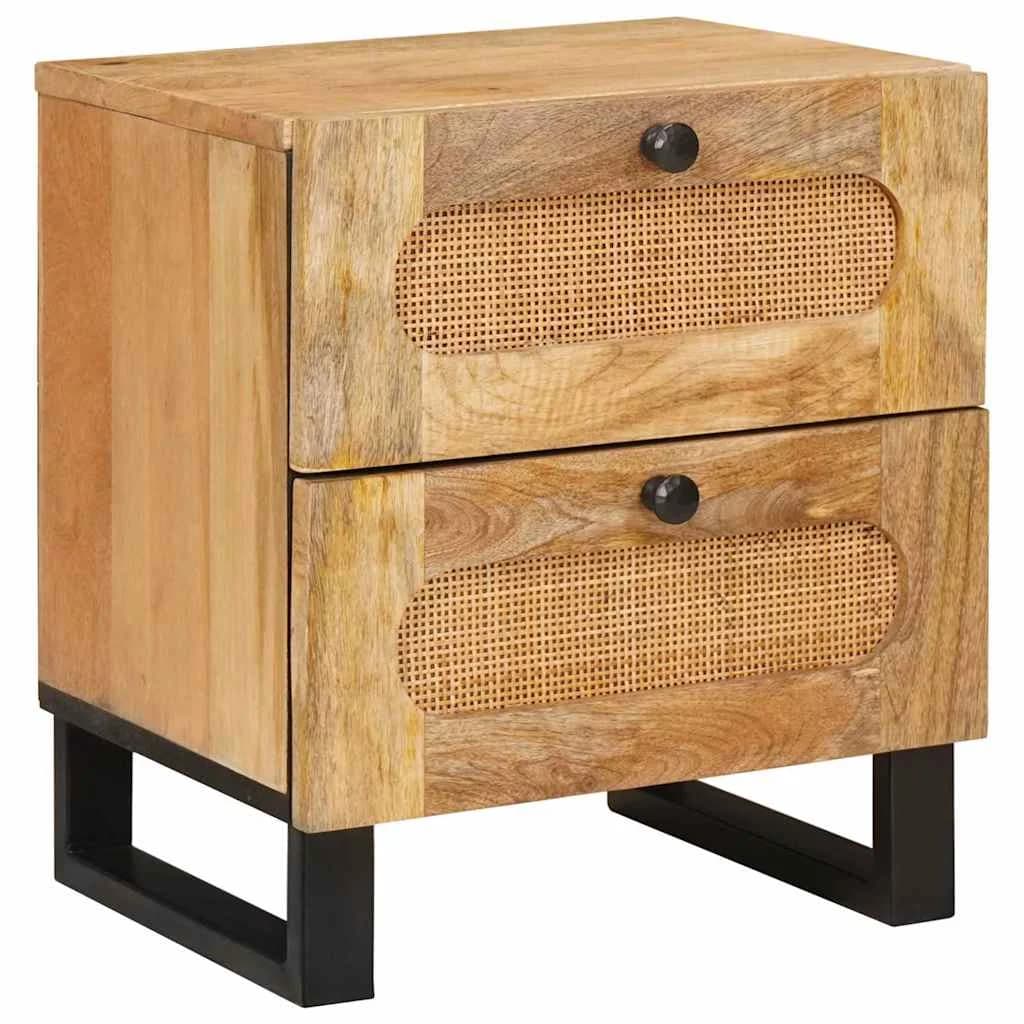 Nočna omarica 2 kos Naravna 40 x 33 x 46 cm Masiven les manga - slika 2
