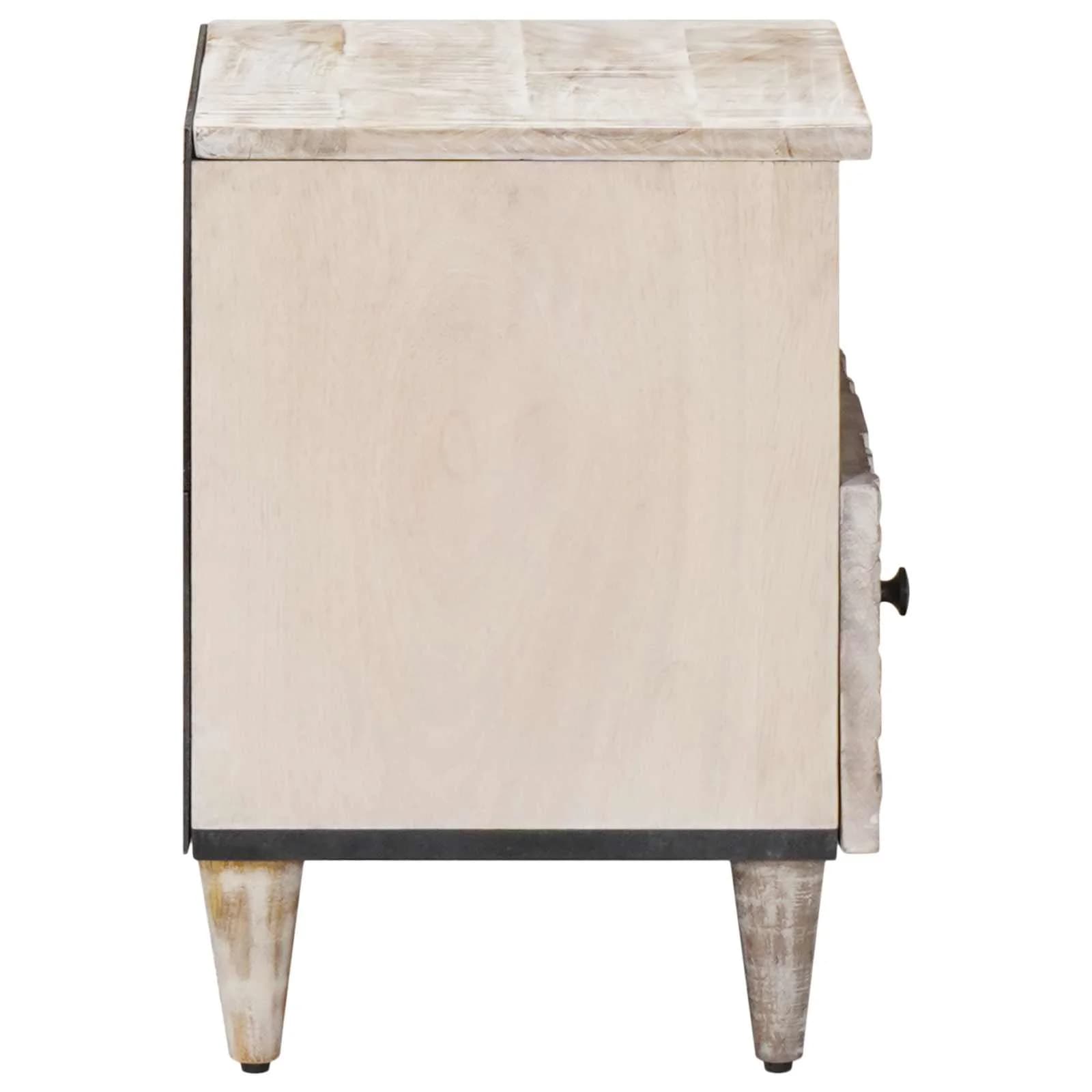 Posteljna omarica Bela 40 x 33 x 46 cm Masiven les manga - slika 4