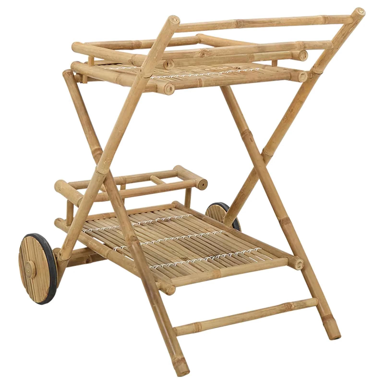 Voziček za postrežbo z kolesi Naravna 79 x 67,5 x 84 cm Bambus - slika 5