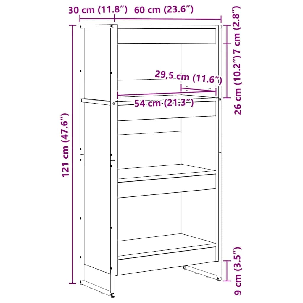 Knjigovni omar 60 x 30 x 121 cm Inženirski les Dimni hrast - slika 11
