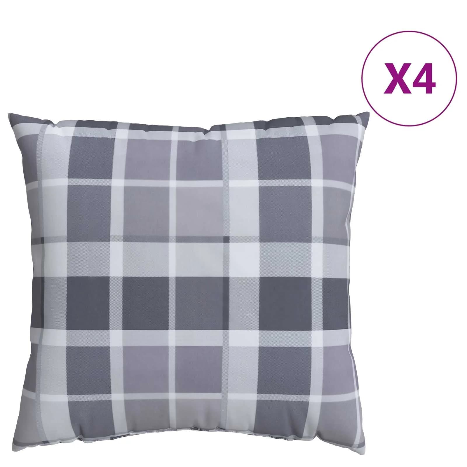 Zunanja blazina 4 kos Blago Siv karirani 50 x 50 cm - slika 3