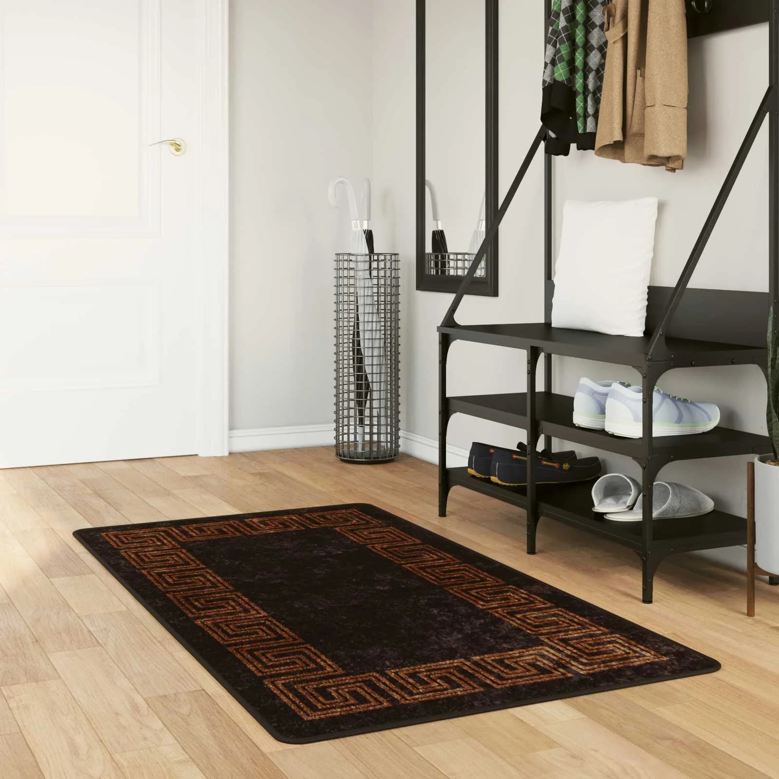 Preproga runner MARSA Črna 80 x 200 cm Poliester in PVC