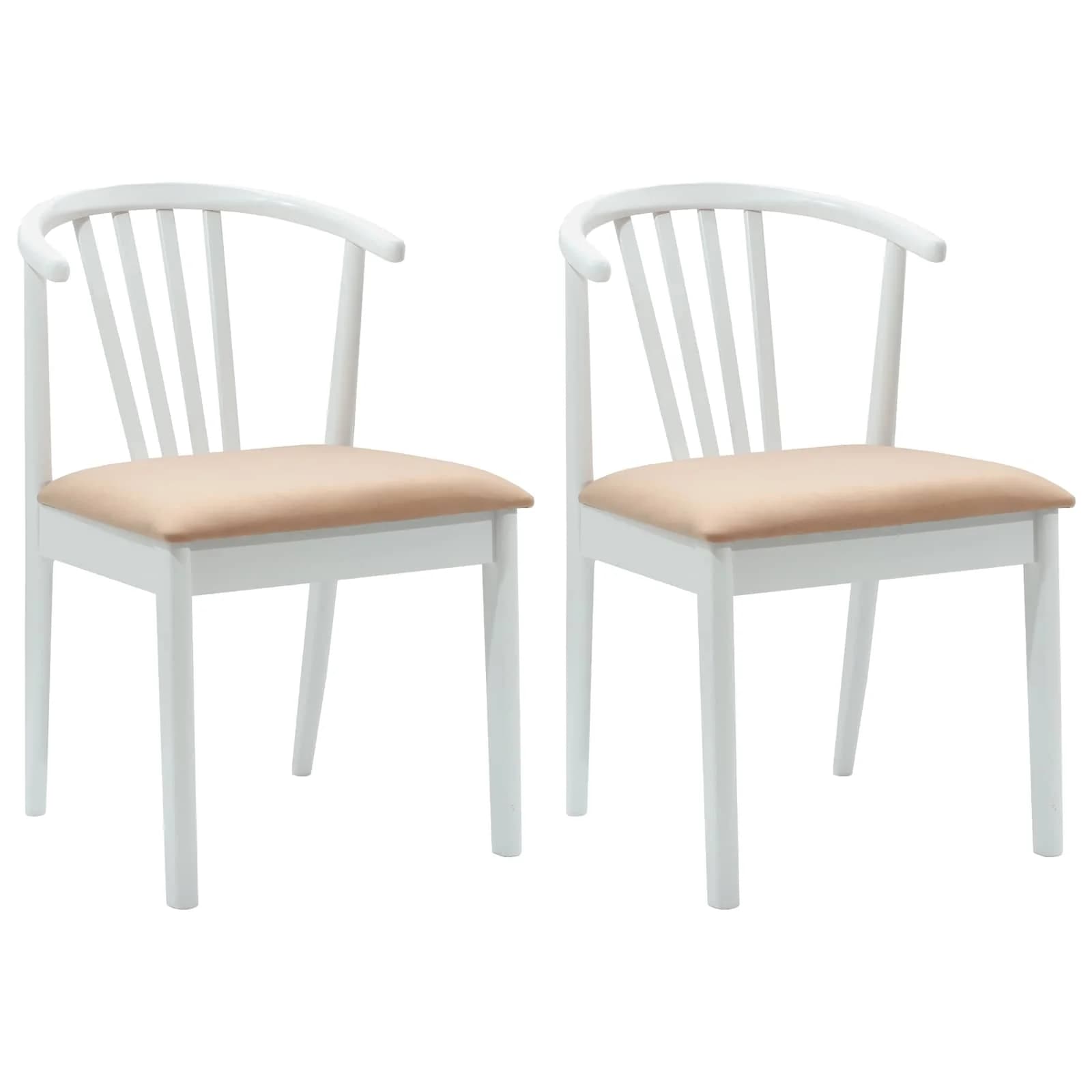 Jedilni stol 2 kos Trda guma Bela in rjava 51 x 61 x 80,5 cm - slika 2
