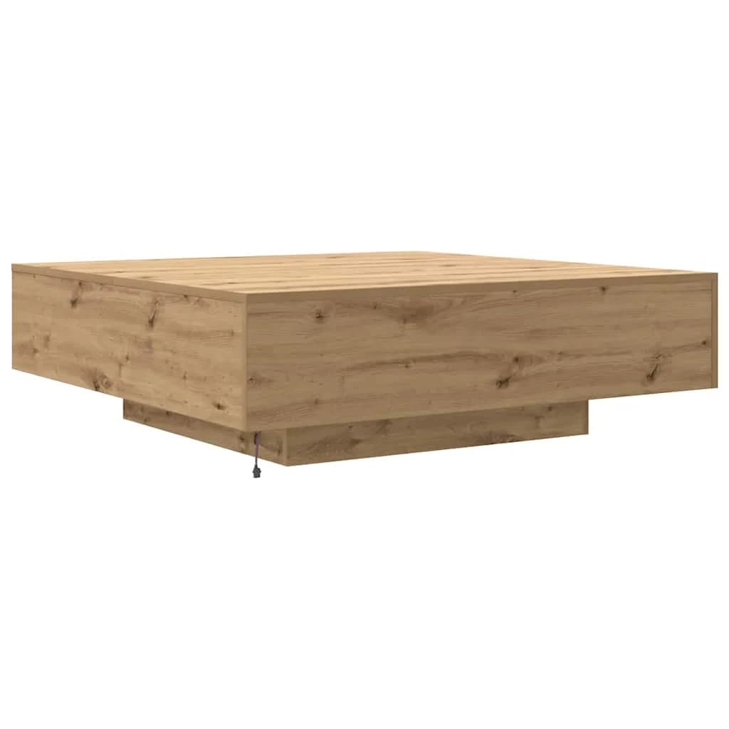 Kavna mizica z LED trakovi Artisan hrast 100 x 100 x 31 cm - slika 8