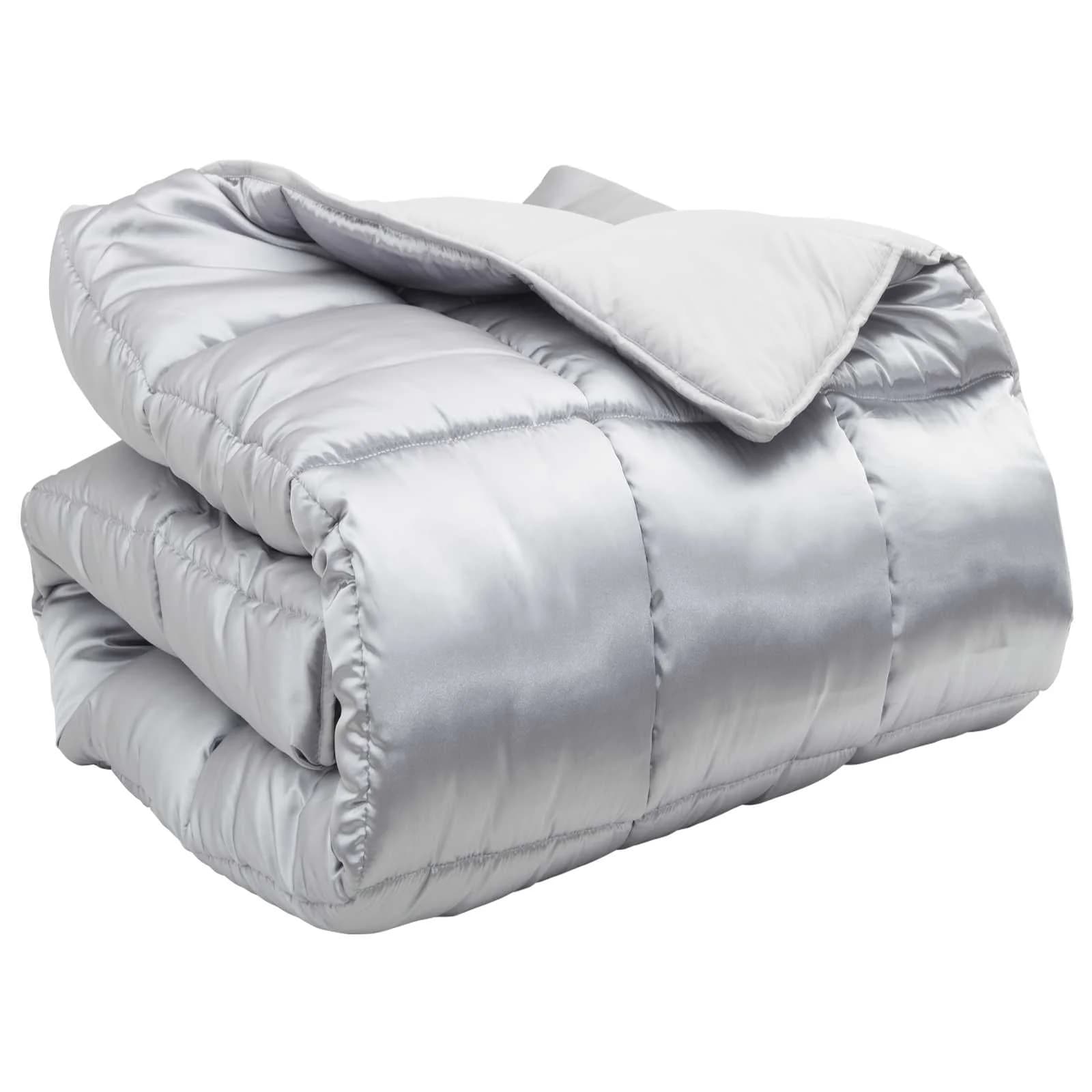 Zimska posteljnina srebrna 220 x 260 cm Satin in mikrovlakna - slika 2
