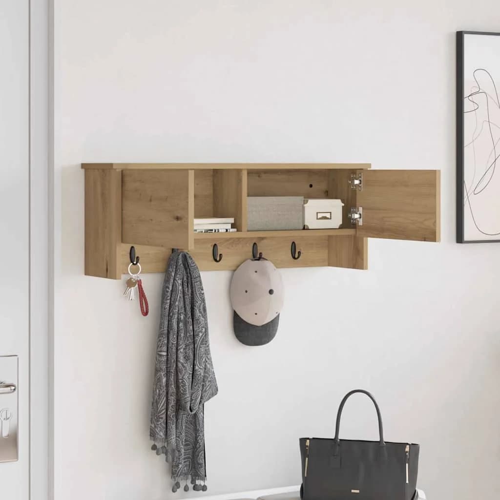 Nadwyčajna obešalnik za plašče Montaža za steno Umetni hrast - slika 4