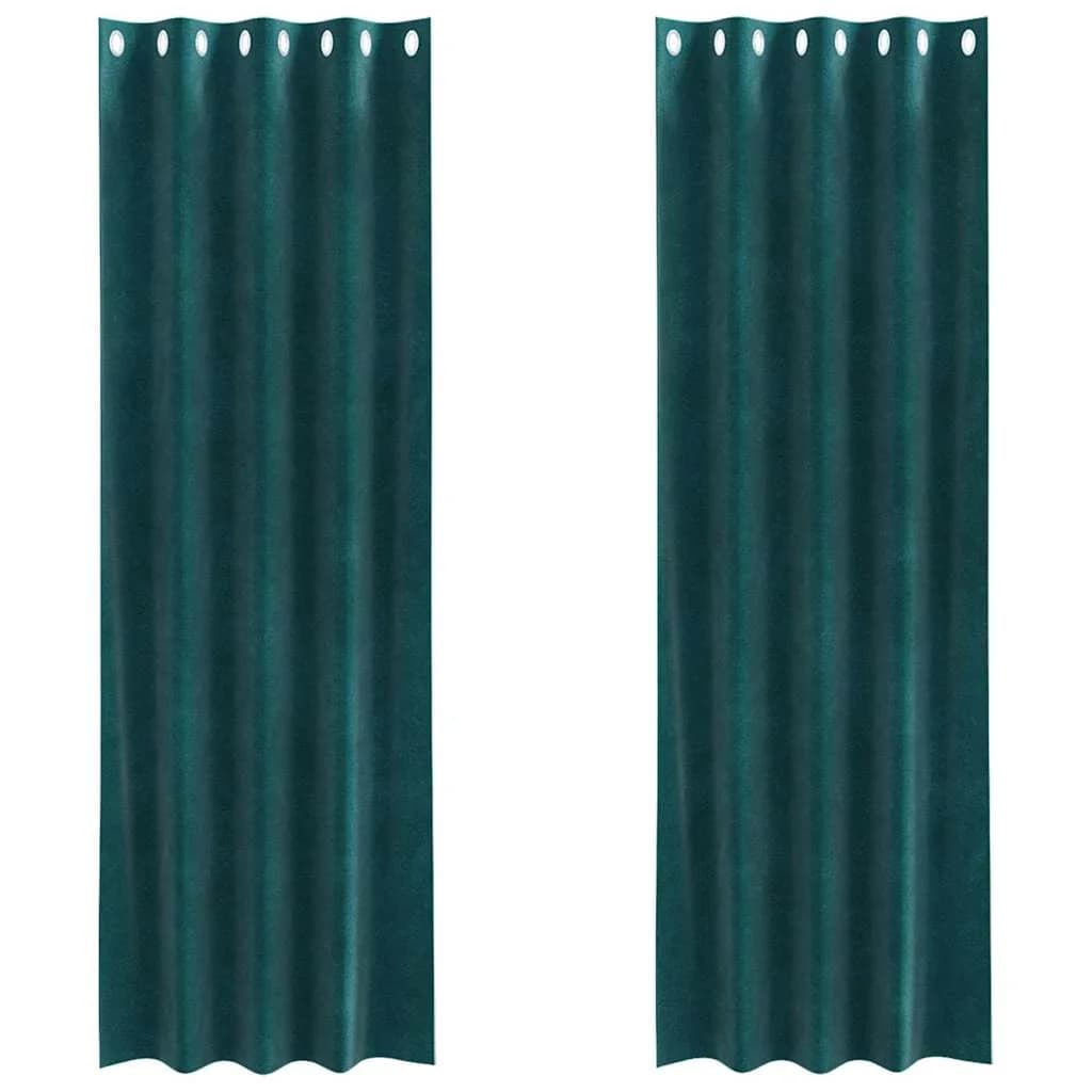 Zatemnitvene zavese 2 kos Temno zelena 140 x 225 cm Žamet - slika 2