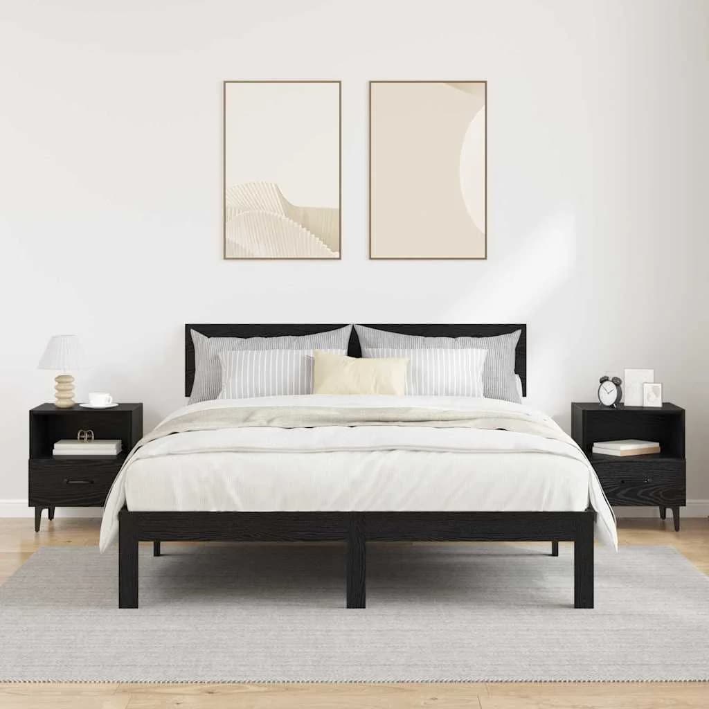 Nočna omarica 2 kos Črna Orehovina 40 x 35 x 47,5 cm - slika 4
