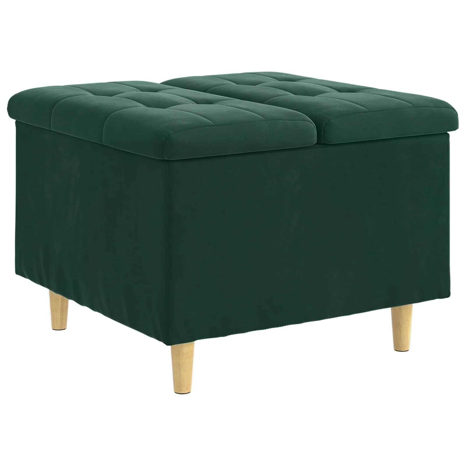 Shranjevalna tabureta Temno zelena 60 x 60 x 45 cm Žamet - slika 2