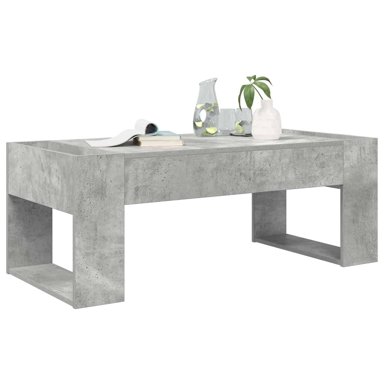Klubska miza Betonsko siva 110 x 50 x 41 cm Inženirski les - slika 3
