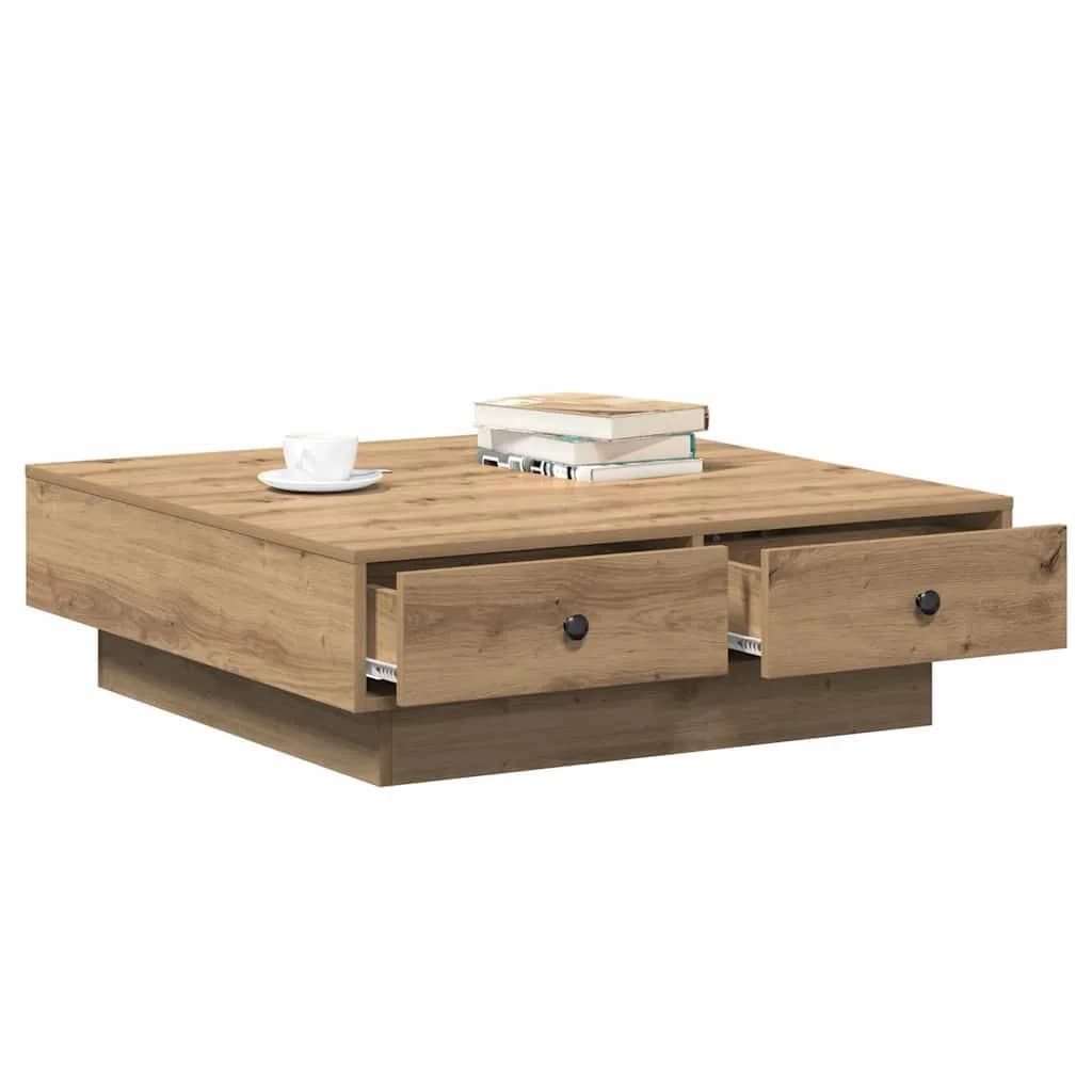 Klubska miza Umetni hrast 90 x 90 x 28 cm Inženirski les - slika 3