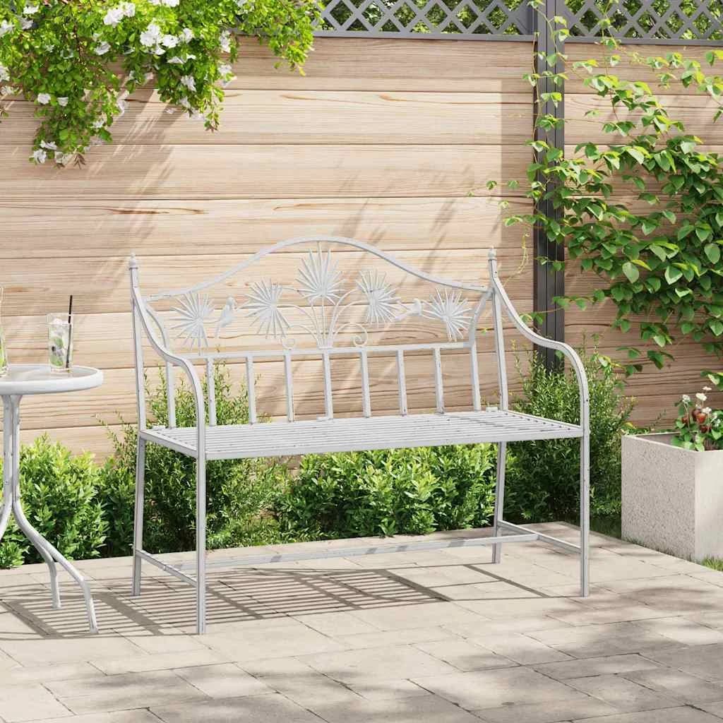 Vrtna klop Antik bela 104 x 52,5 x 89 cm Jeklo