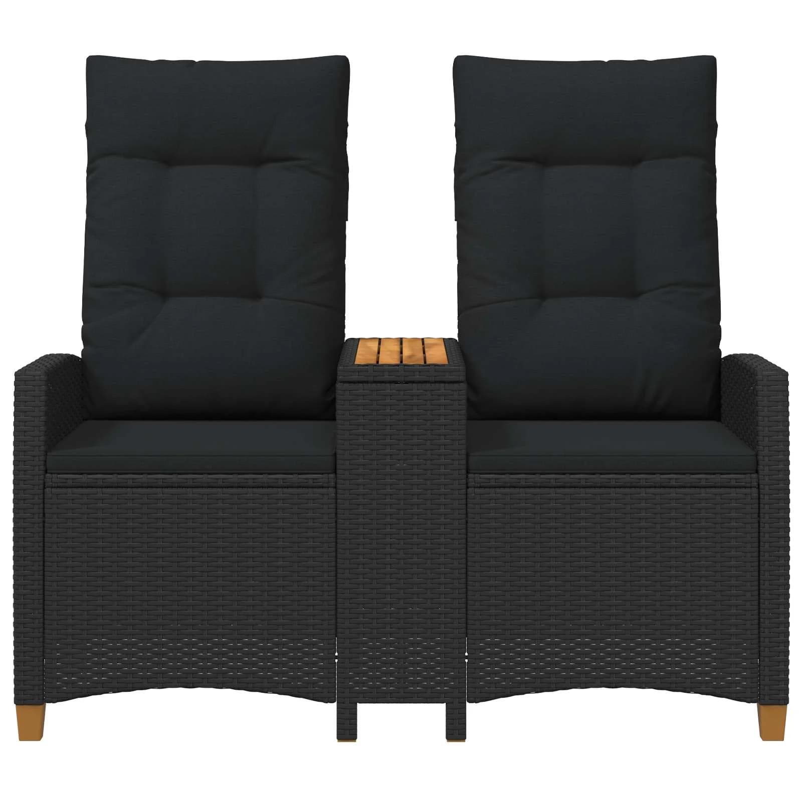 Zložljiva klop s tabelo Črna 126 x 65 x 112 cm poli ratan - slika 4
