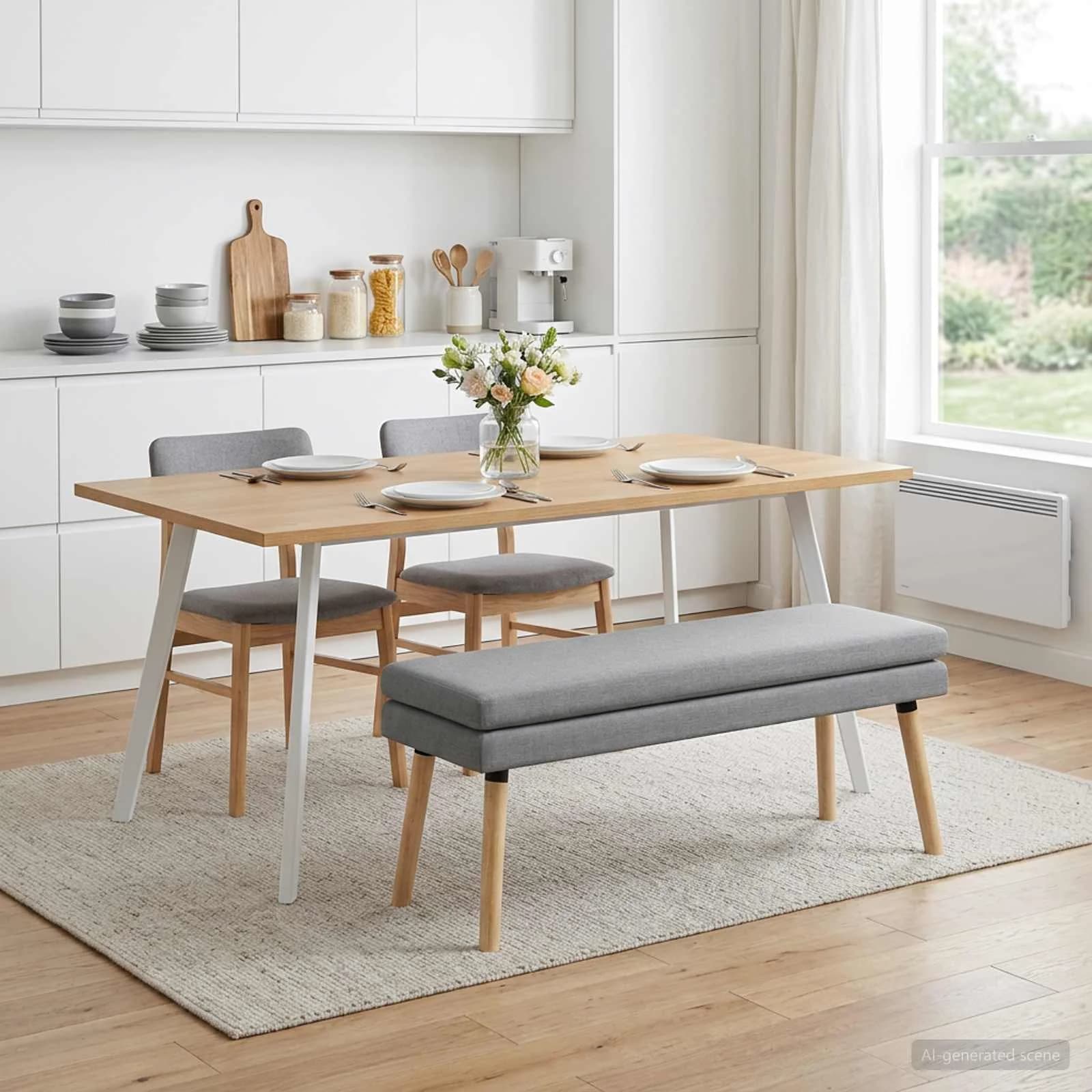 Dvojna klop Svetlo siva 110 x 40 x 47 cm Blago - slika 3