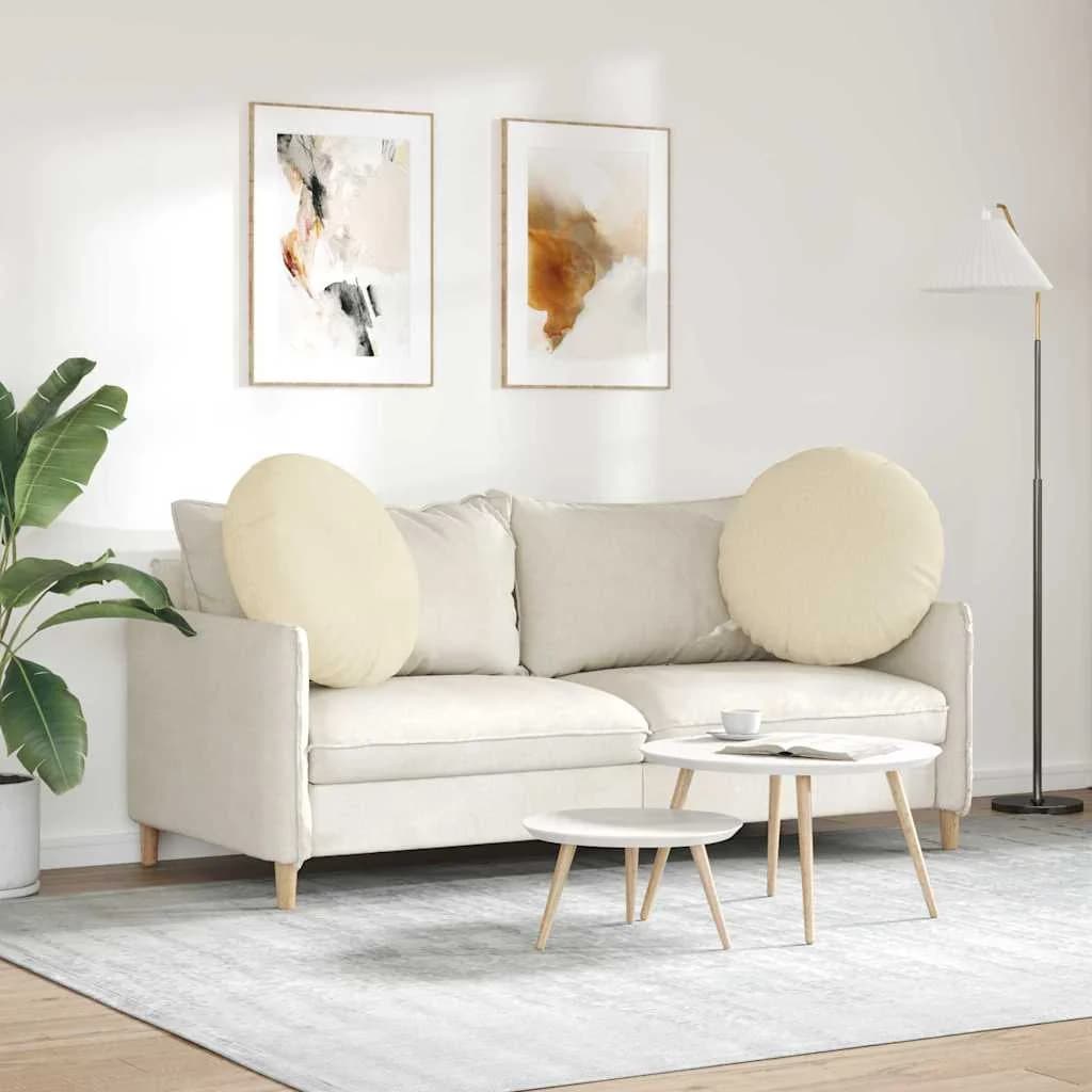 Sedežne blazine 2 kos blago krema Ø80 x 29 cm - slika 4