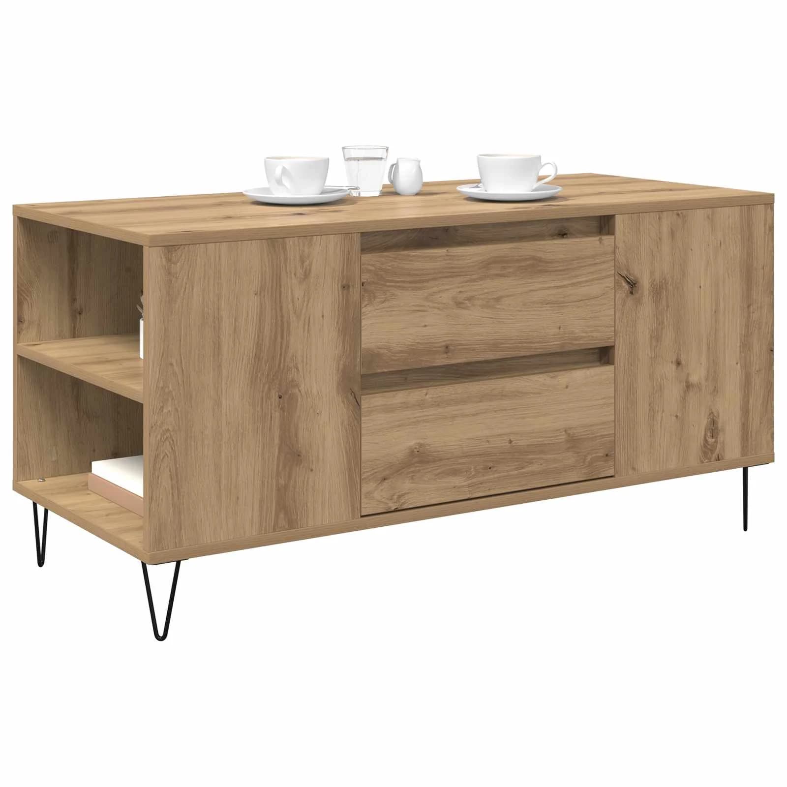Klubska miza Umetni hrast 102 x 44,5 x 50 cm Inženirski les - slika 3