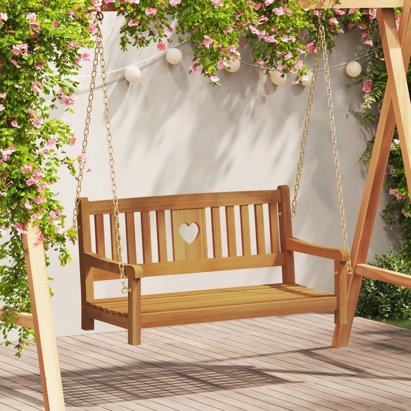 Gugalnica za vrt Naravna 110 x 56 x 58 cm Masiven les akacije