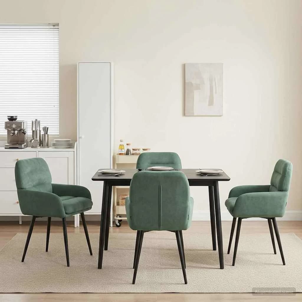 Jedilni stoli 4 kos Žamet Morsko zelena 59 x 59,5 x 90 cm