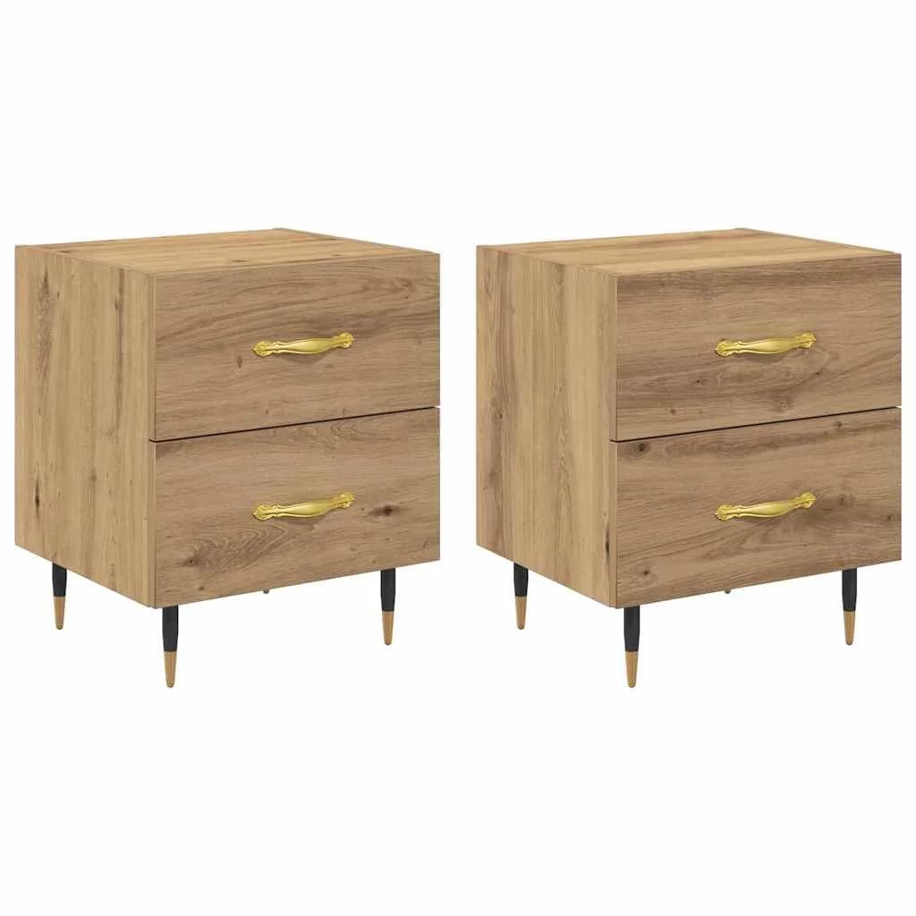 Nočna omarica 2 kos Umetni hrast 40 x 35 x 47,5 cm - slika 2