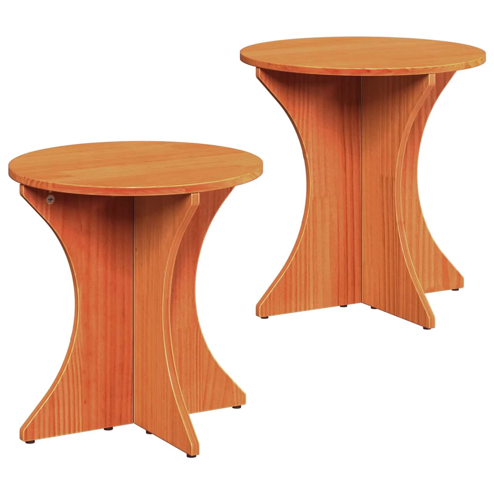 Klubska miza 2 kos Voskast rjav 46 x 46 x 47 cm Trdna borovina