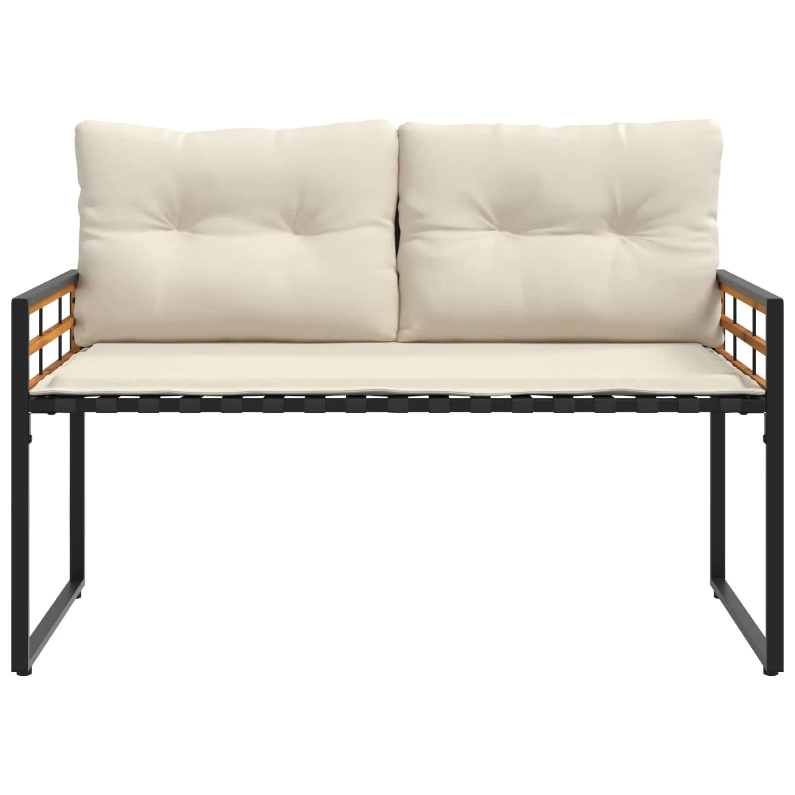 Lesena ležajna klop z blazino Enobarvno krema 114 x 55 x 77 cm - slika 4