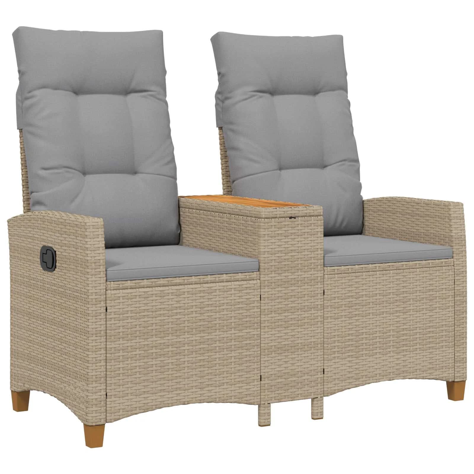 Zložljiva klop s tabelo Bež in svetlo siva 126 x 65 x 112 cm - slika 2
