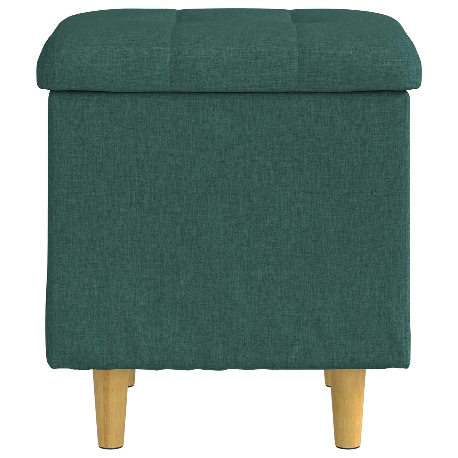 Shranjevalna tabureta Temno zelena 40 x 40 x 45 cm blago - slika 6