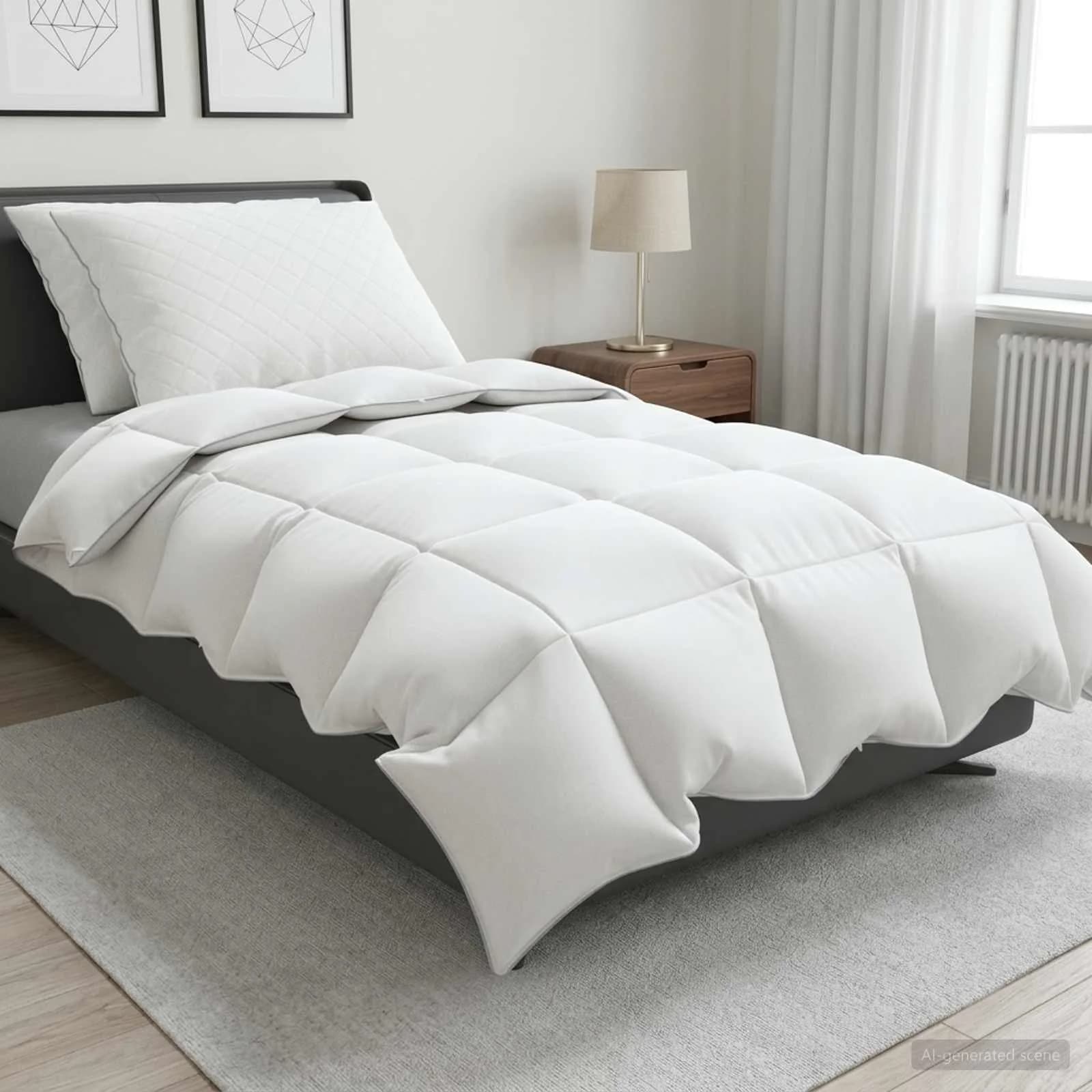 90% Gosji puh set odej FULDA 3 kos 140 x 220 cm 210 GSM Bela