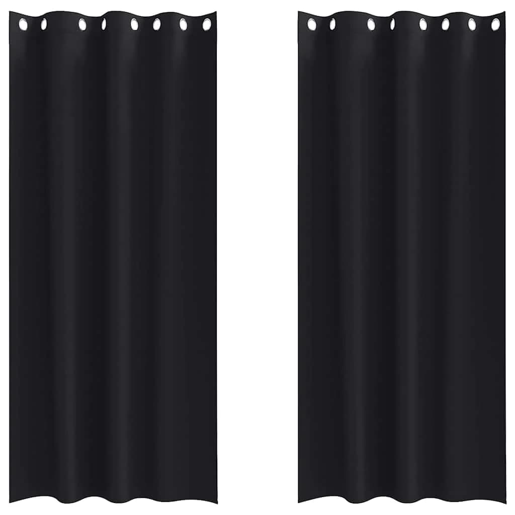 Zavese za zatemnitev z obroči 2 kos Črna 260 x 140 cm Poliester - slika 2