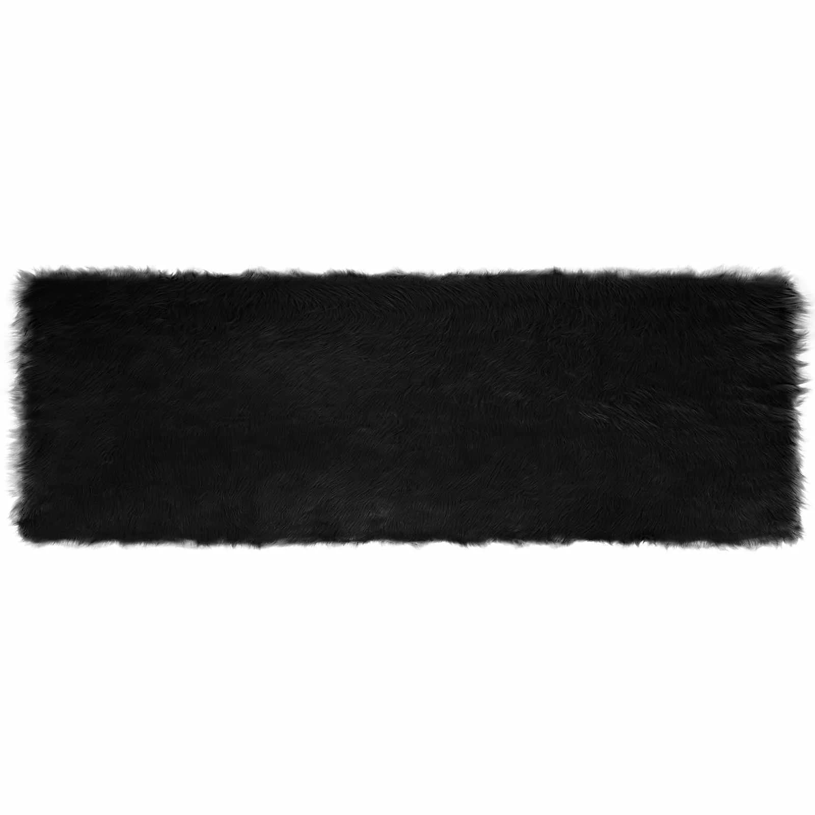 Preproga iz umetnega ovčjega krzna TAFALLA Črna 80 x 250 cm - slika 2