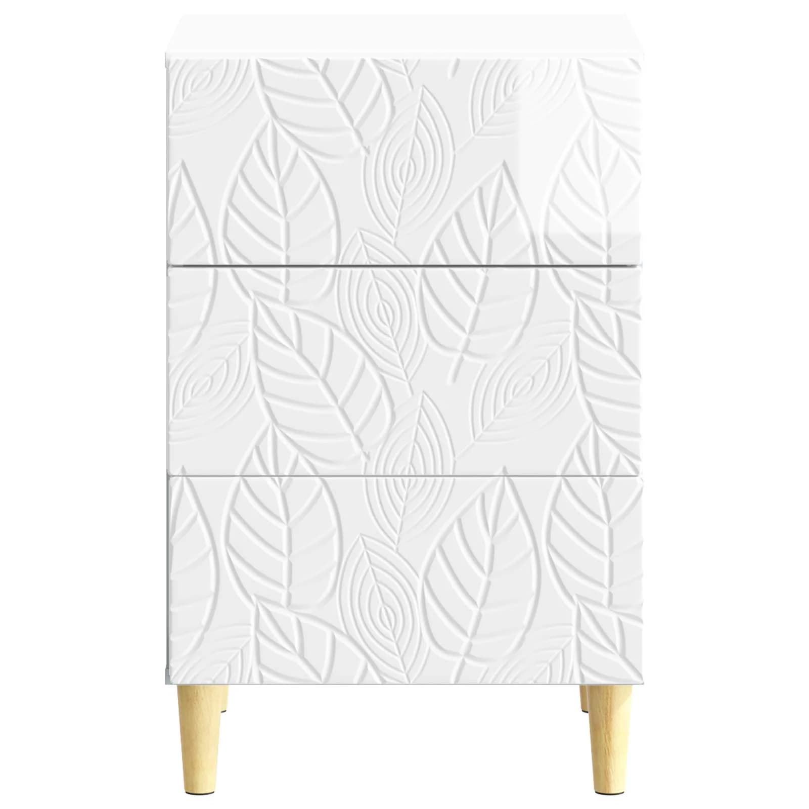 Nočna omarica Bela visok sijaj 43 x 39,5 x 66,5 cm - slika 4