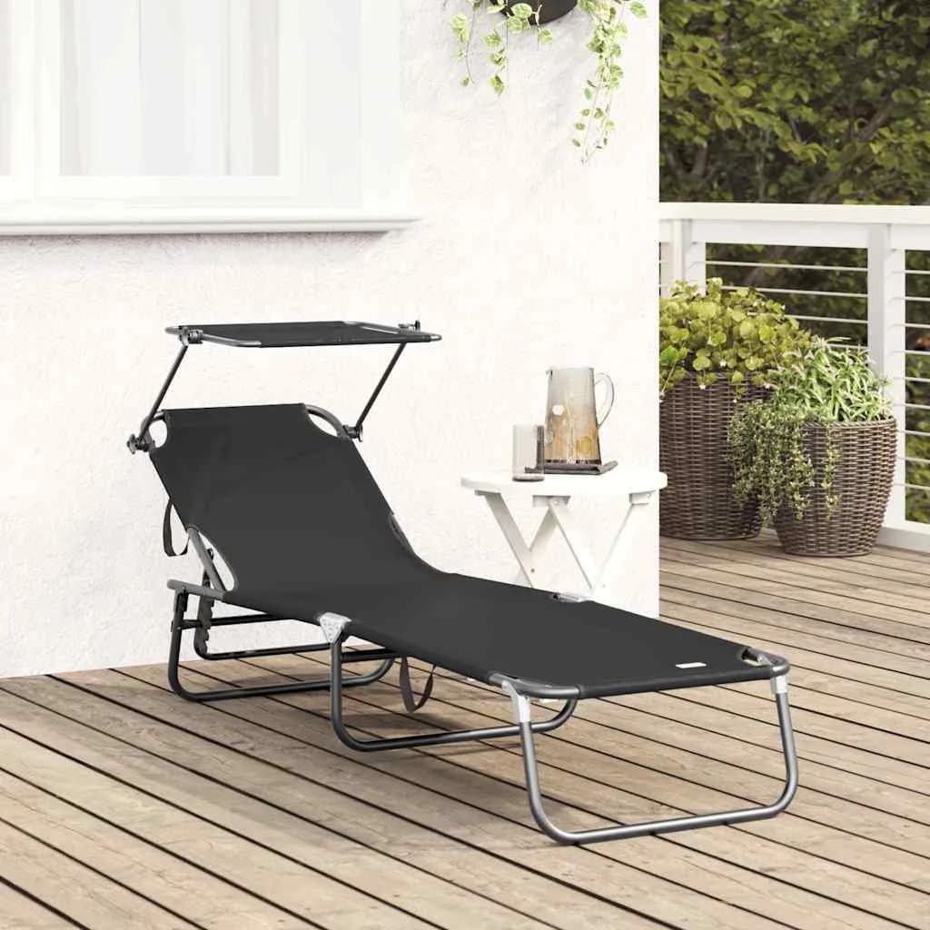 Zložljiv ležalnik Črna 190 x 57 x 81 cm oxford - slika 3