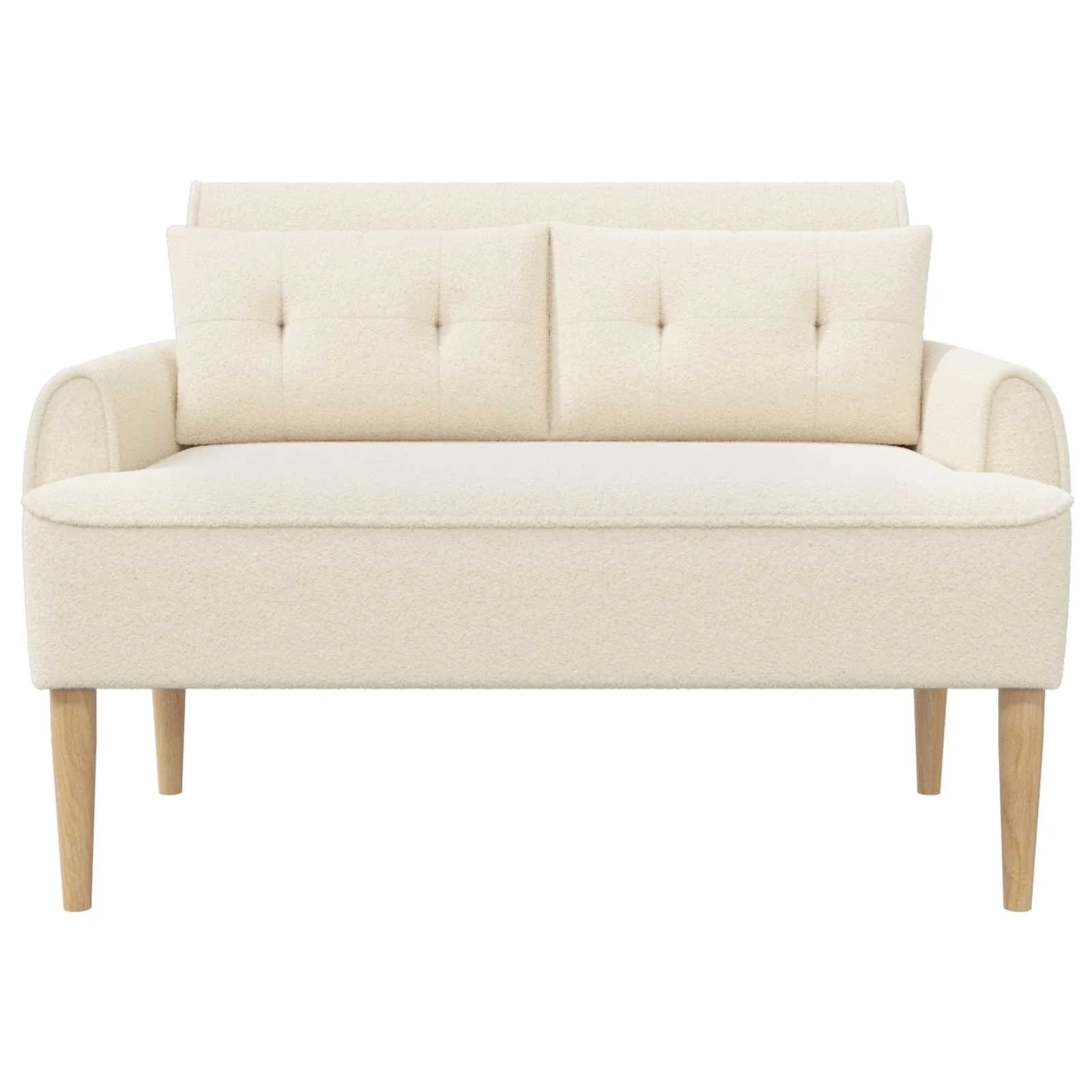 Dvojnica s gumbi Krem 117 x 67 x 77 cm Bouclé - slika 3