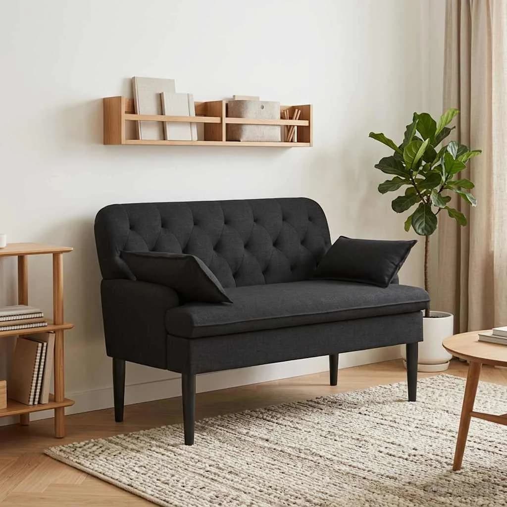 Dvojnica s gumbi Črna 111 x 68 x 80 cm Blago
