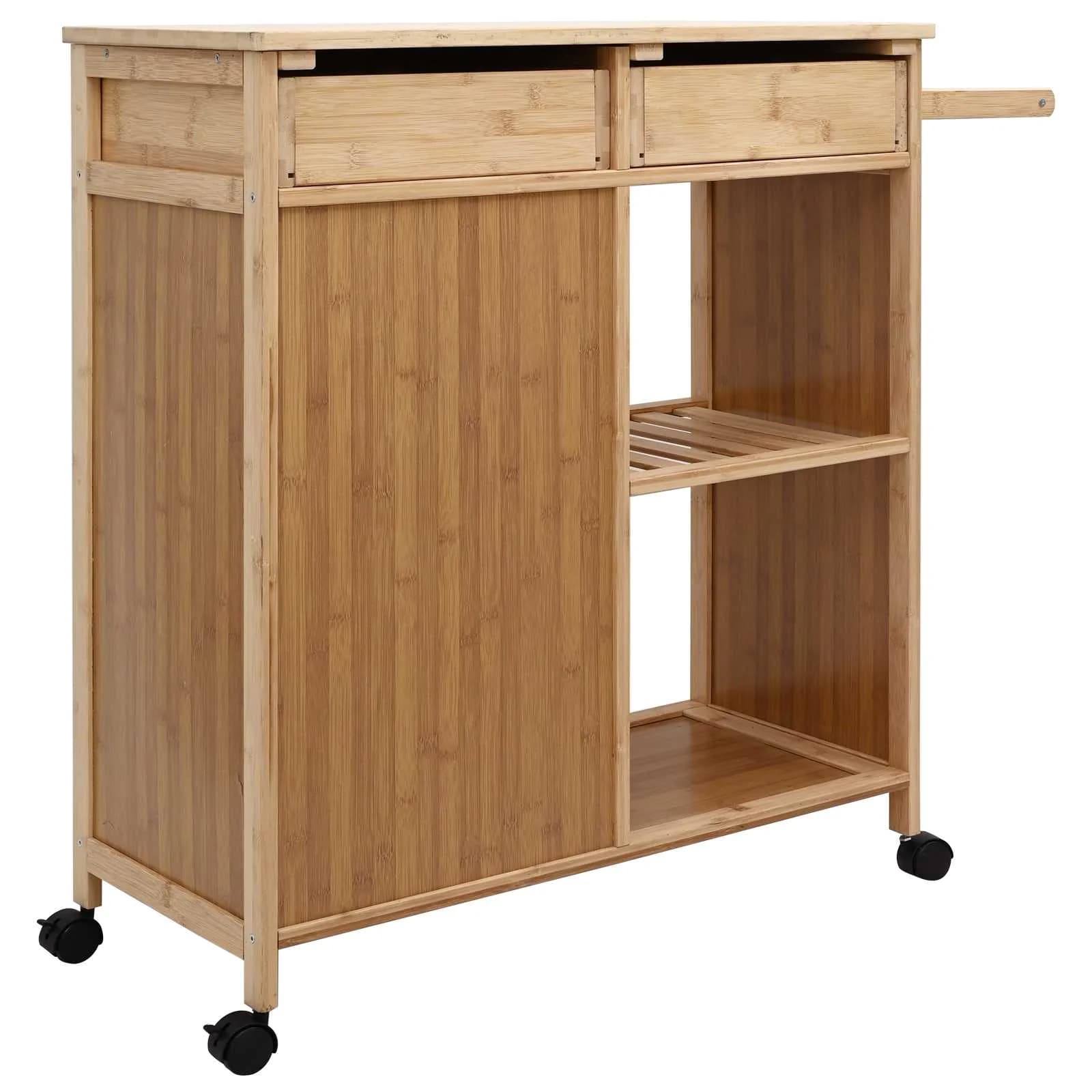 Kuhinjski voziček s koleščki Naravna 90,5 x 36 x 86,5 cm Bambus - slika 7