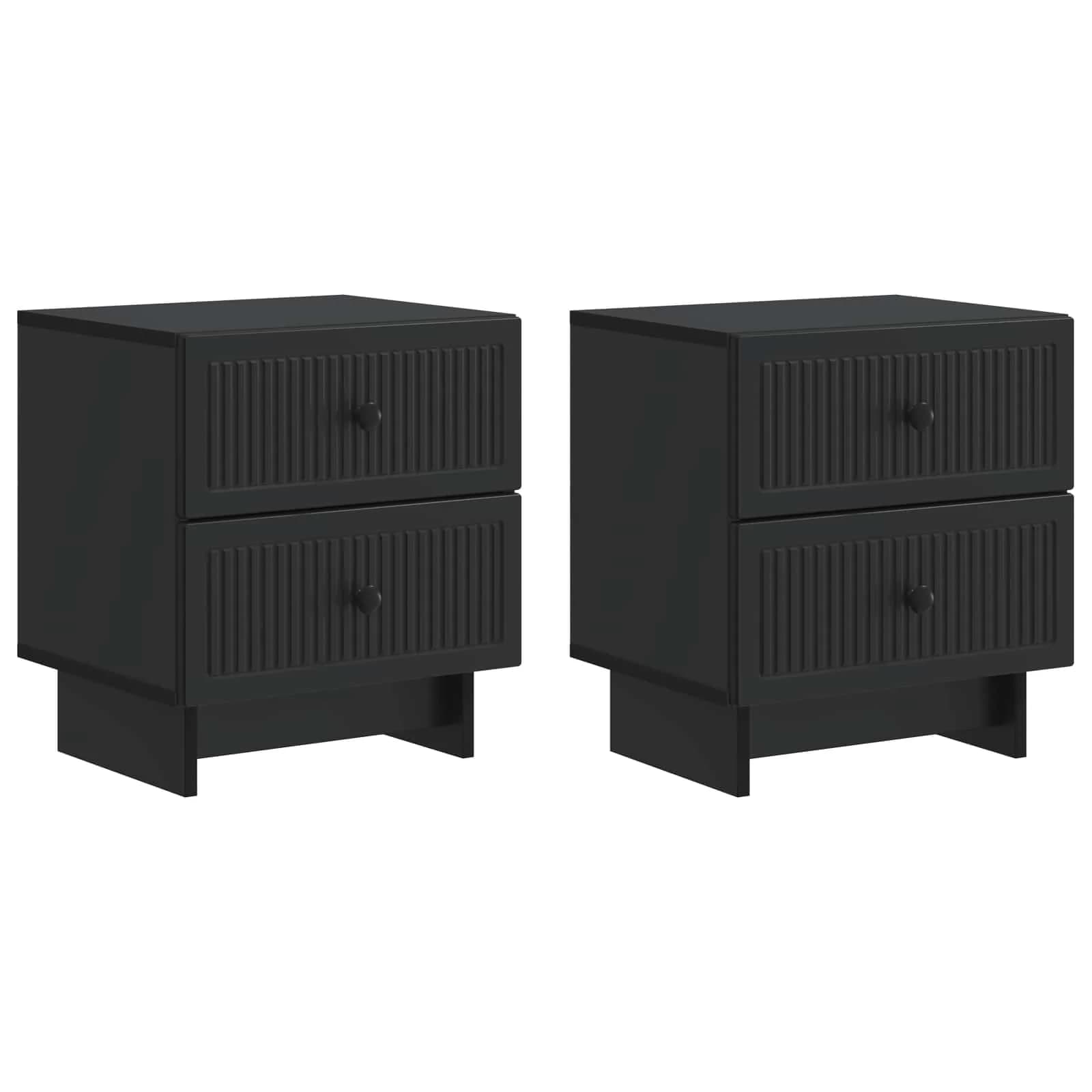 Nočna omarica 2 kos Črna 43 x 34,5 x 47,5 cm Inženirski les - slika 2