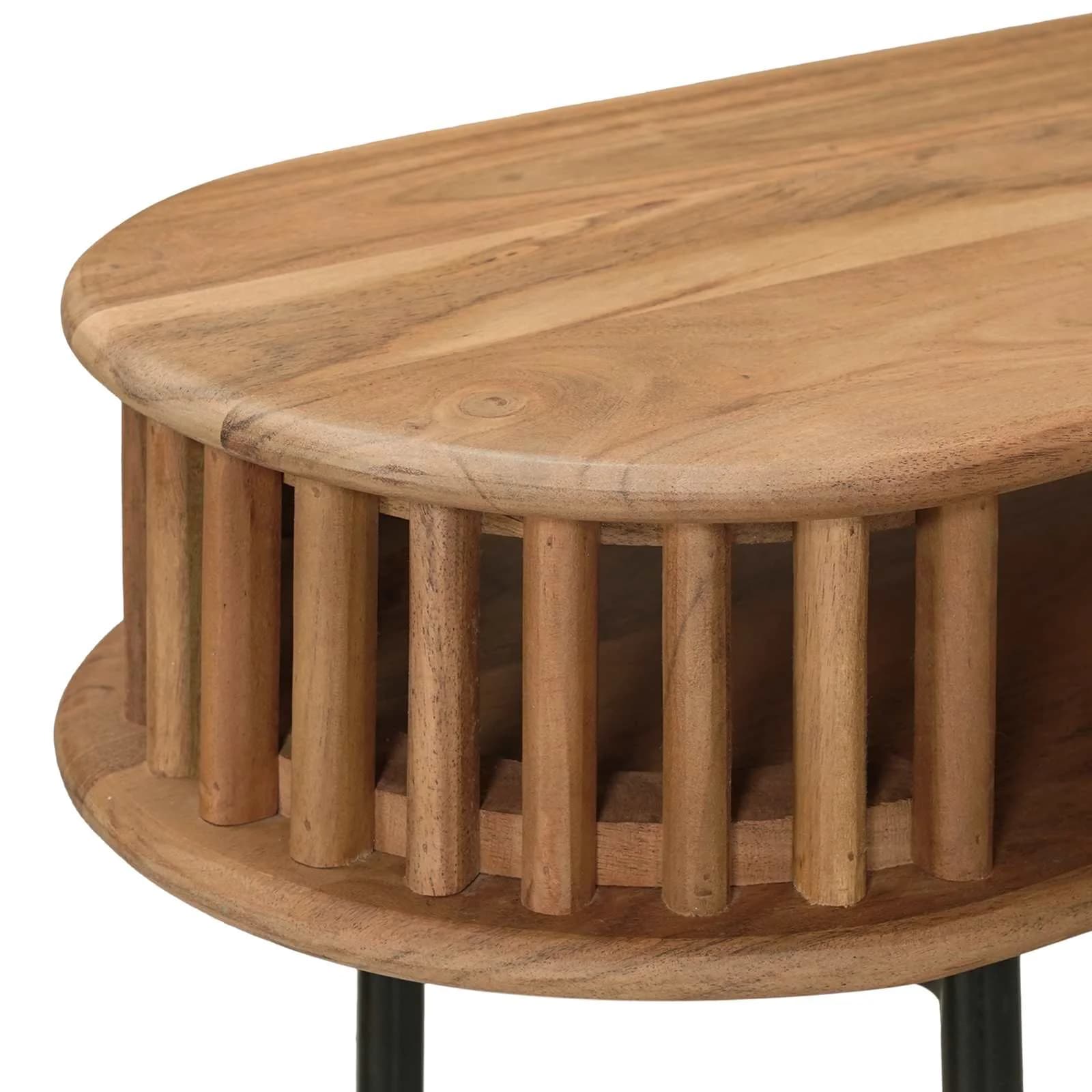 Ročno izdelana končna miza Teak rjava 90 x 30 x 75 cm - slika 4
