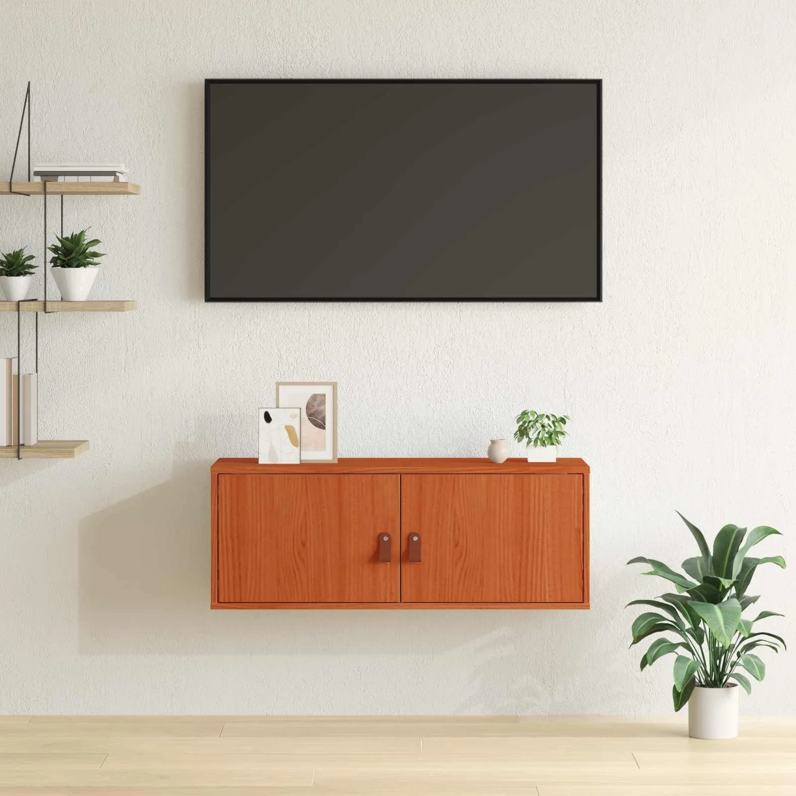 Omarica na steni s polico z vrati Voskast rjav 80 x 30 x 30 cm