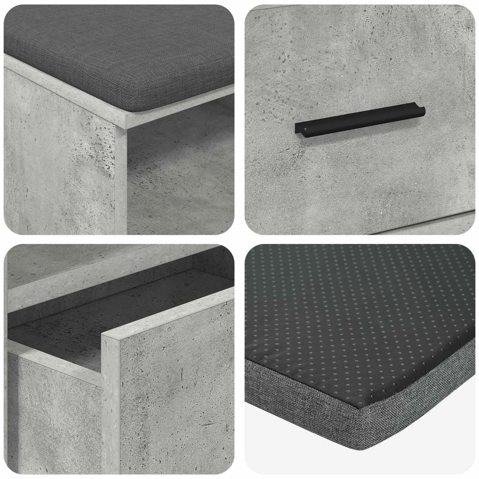 Haldna klop z blazino s predalom Beton Siva 100 x 38 x 46 cm - slika 9