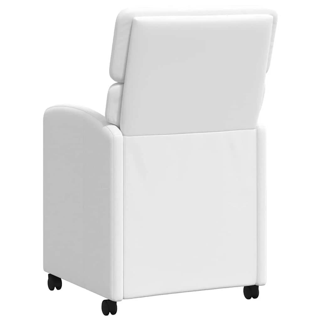 Jedilni stoli s kolesi 2 kos Umetna koža Bela 58 x 65 x 98 cm - slika 6