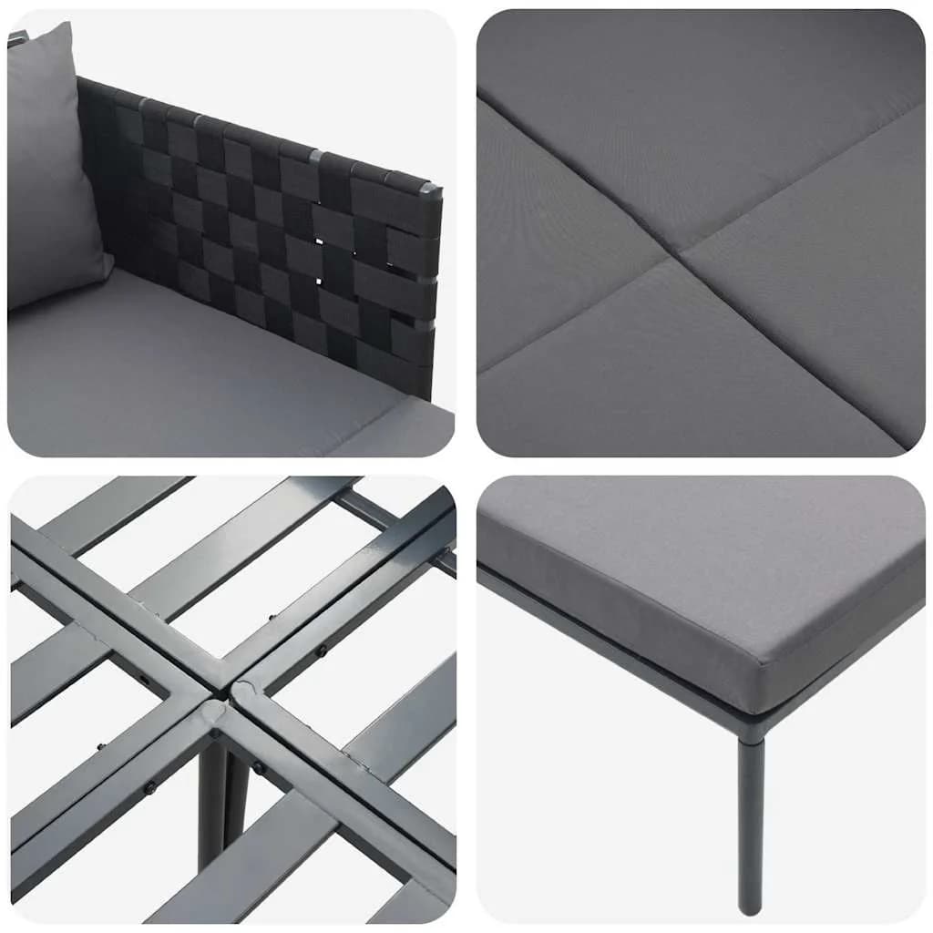 Ležalnik Antracit 153 x 115 x 69.5 cm Prašno lakirano jeklo - slika 9