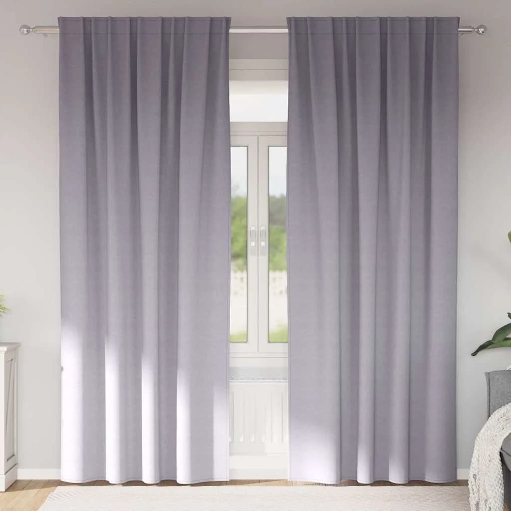 Zavese za zatemnitev z obroči 2 kos Kovinsko siva 260 x 140 cm