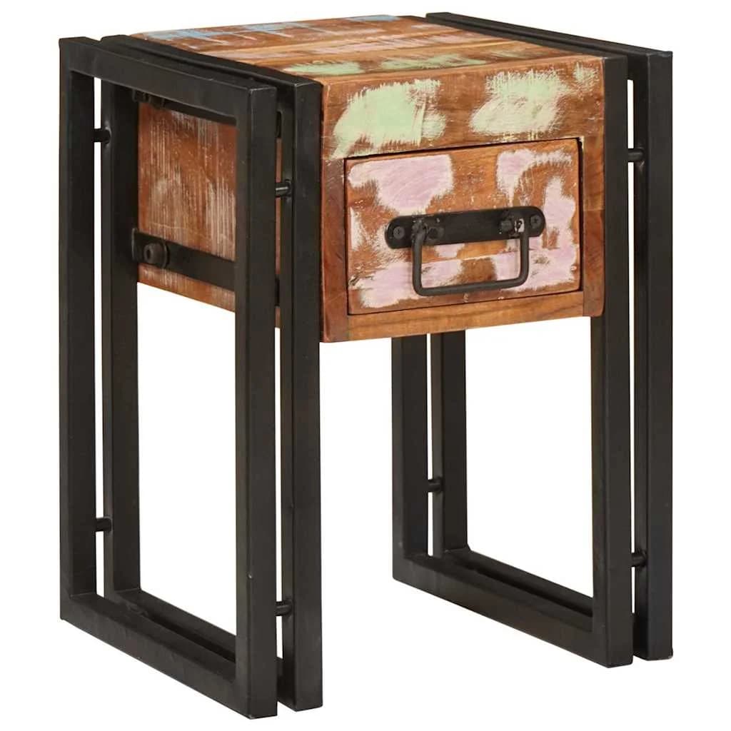 Stranska miza s predalom 30 x 30 x 40 cm Trdna obnovljena les