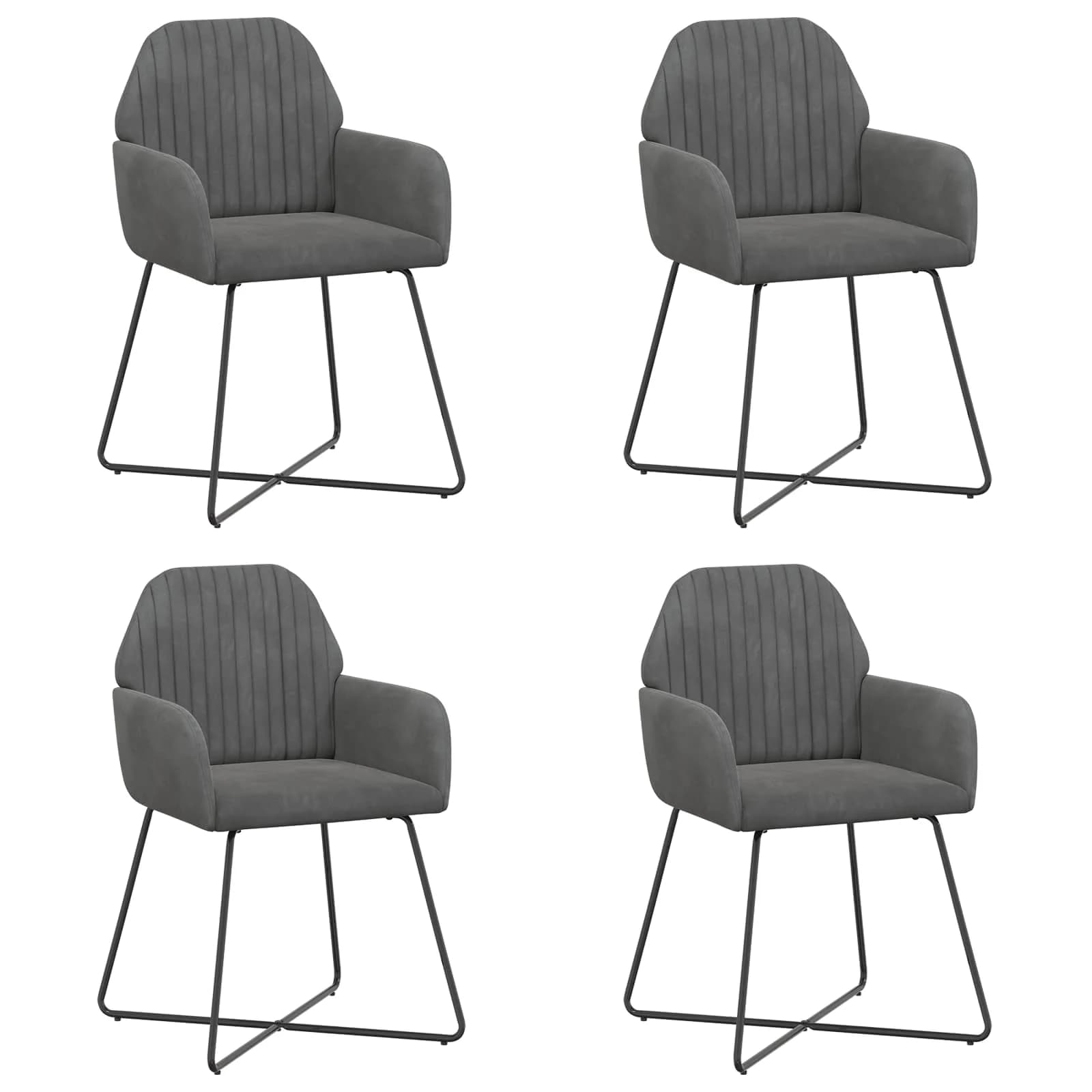 Jedilni stoli 4 kos Žamet Temno siva 55 x 50 x 84 cm - slika 2