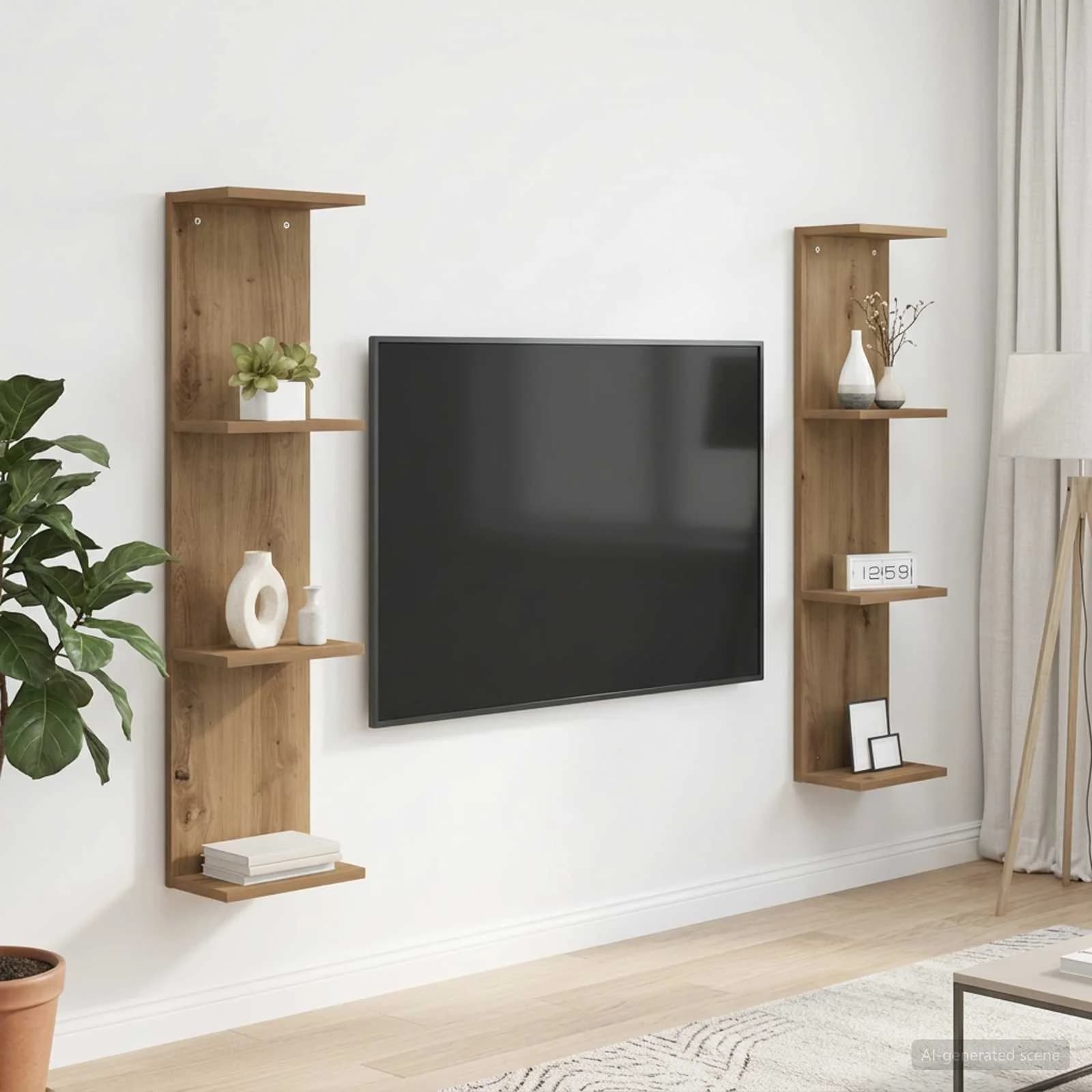 Stenska polica 2 kos Artisan hrast 25 x 15 x 100 cm