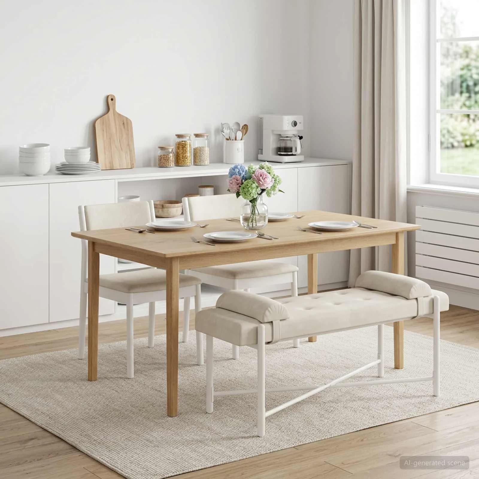 Klubska klop z gumbi in vzglavniki Krem 110 x 40 x 46 cm Žamet - slika 5